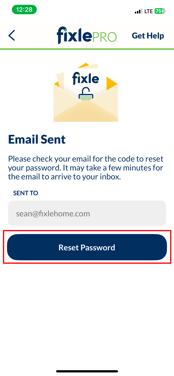 Reset Password Clickable Button